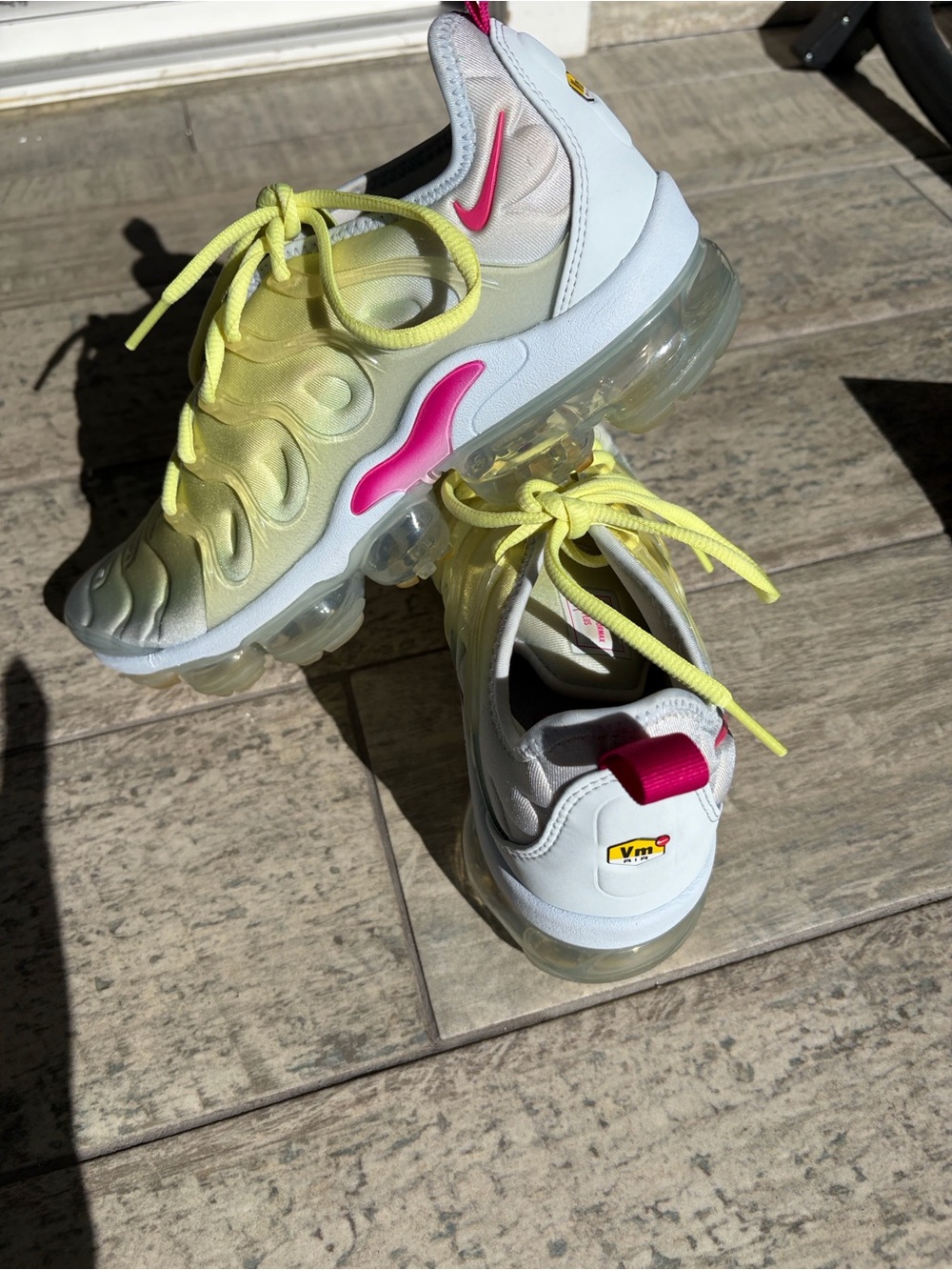NikeYellow and Pink Women’s VaporMax  plus Sneakers